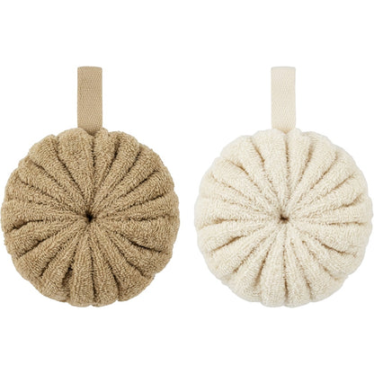 Spaie Cotton Terry Bath Puffs 13 cm Oat Cream Set of 2 - Product view
