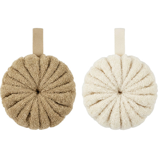 Spaie Cotton Terry Bath Puffs 13 cm Oat Cream Set of 2 - Product view