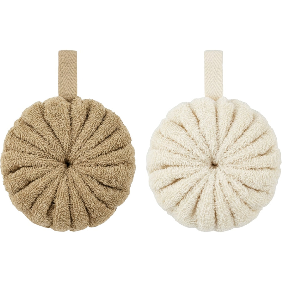 Spaie Cotton Terry Bath Puffs 13 cm Oat Cream Set of 2